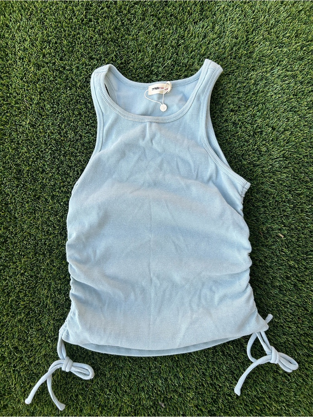 Fashion nova Light Blue Ribbed Side-Tie Tank Top
